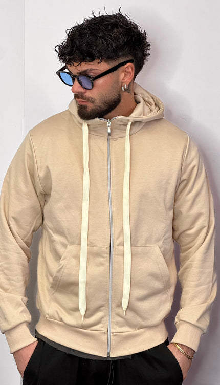 Hoodie Zip Beige