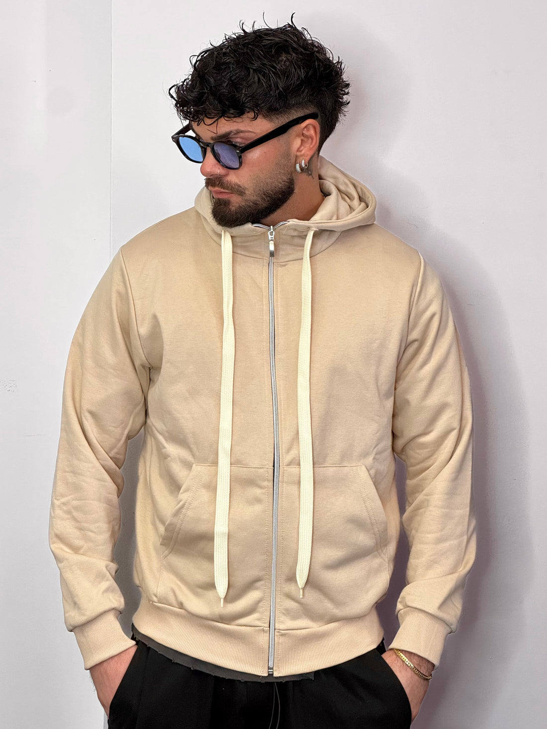 Hoodie Zip Beige