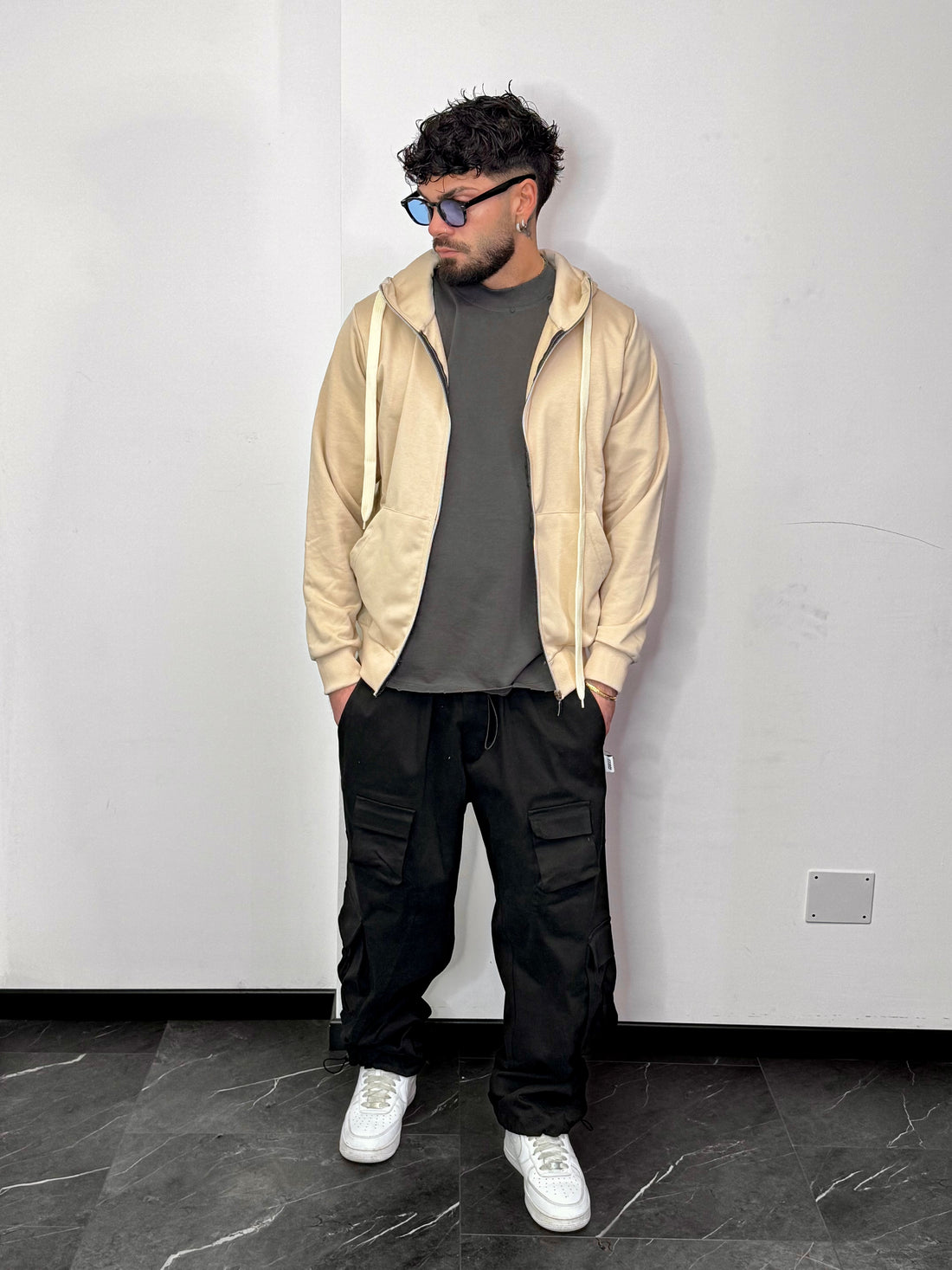 Hoodie Zip Beige