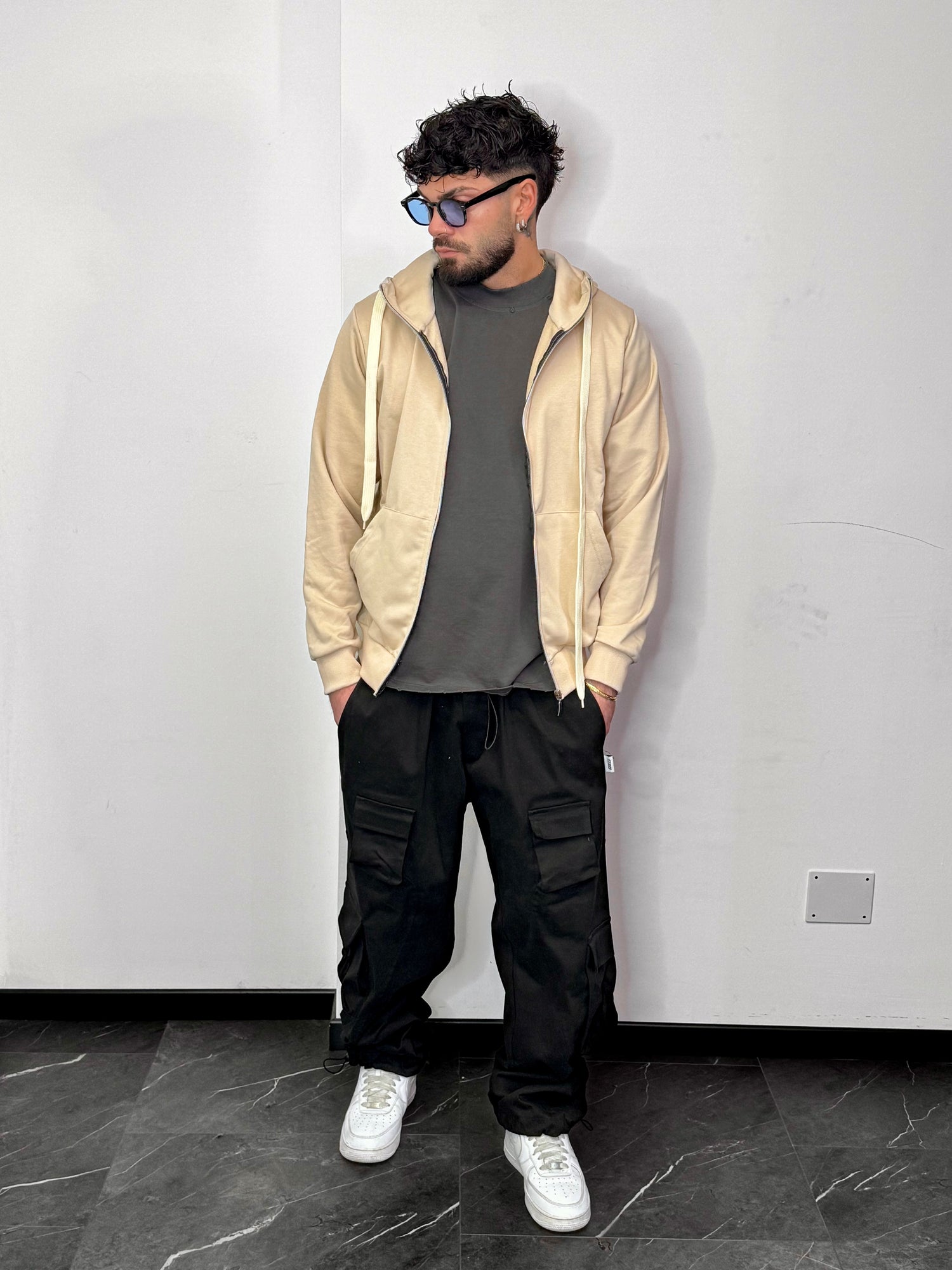 Hoodie Zip Beige
