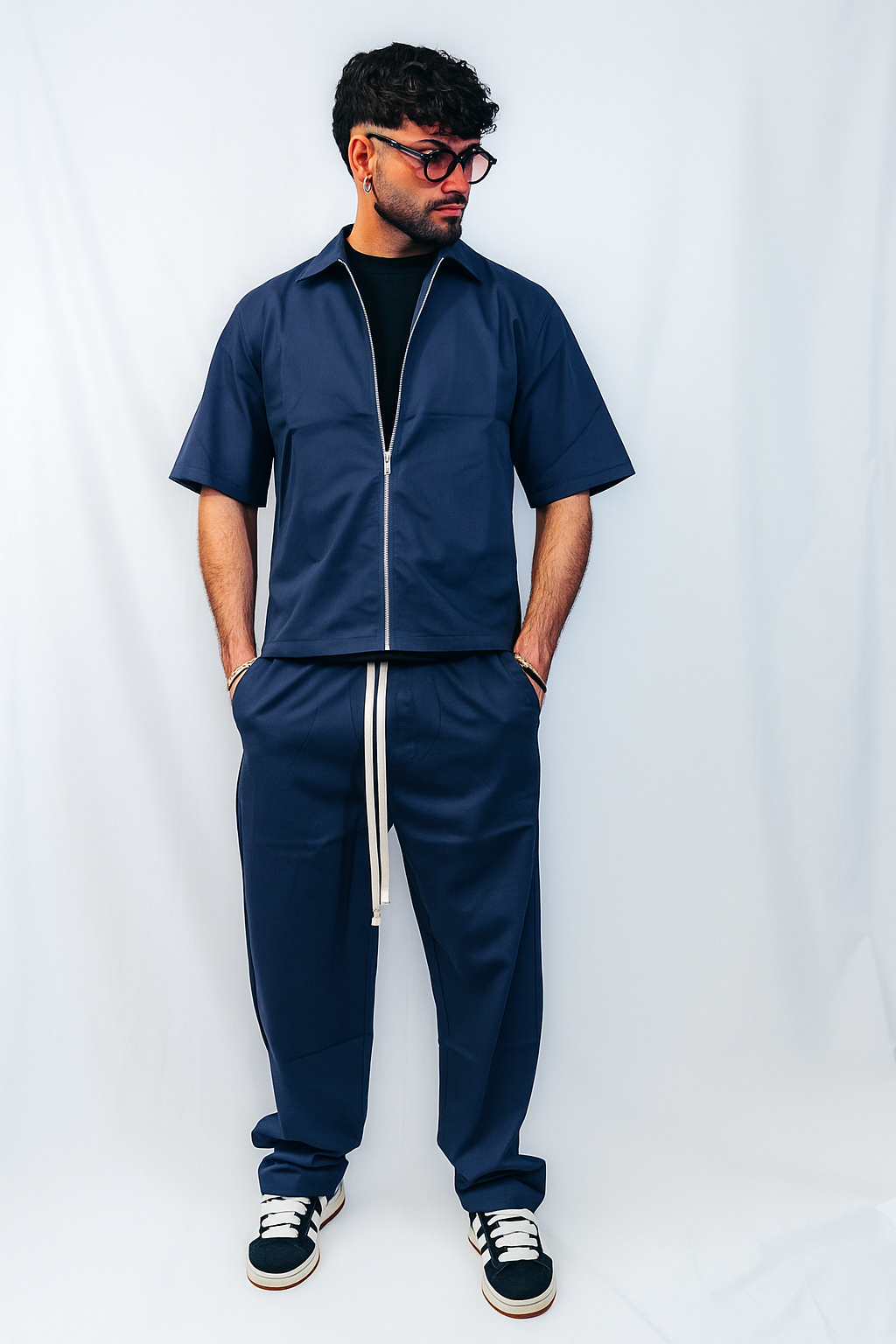 Coordinato navy zip