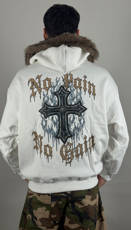 TPWR Hoodie No Pain bianco – felpa streetwear uomo | Street Vibes (foto 3)