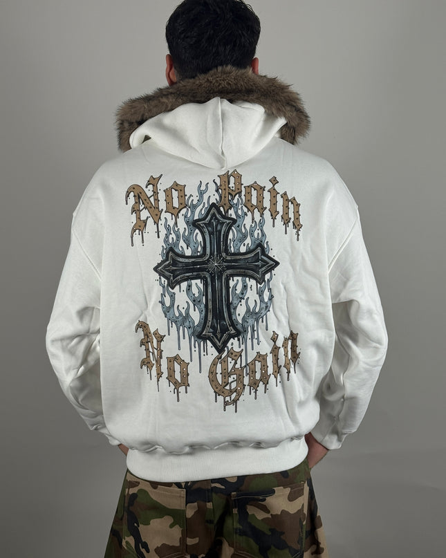 TPWR Hoodie No Pain bianco – felpa streetwear uomo | Street Vibes (foto 3)