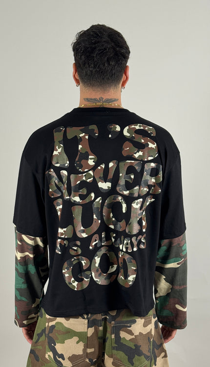 Long Sleeve Peace Camo nero – longsleeve streetwear uomo | Street Vibes