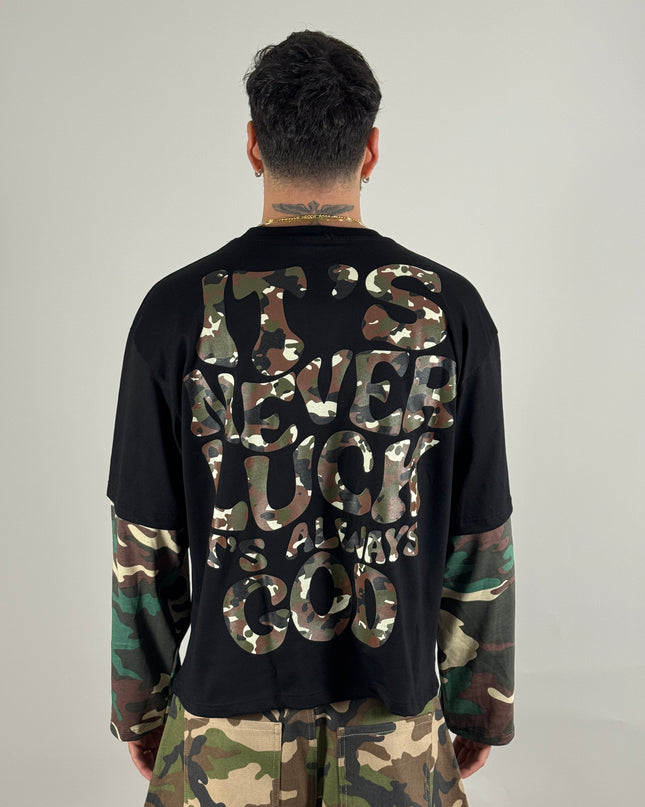 Long Sleeve Peace Camo nero – longsleeve streetwear uomo | Street Vibes