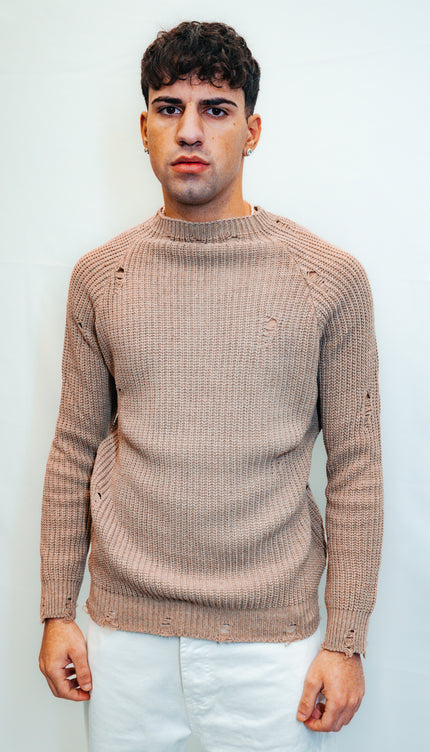 Maglione Strappato Beige