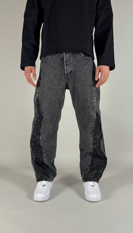 Jeans Zip Diamonds – streetwear uomo | Street Vibes (foto 2)