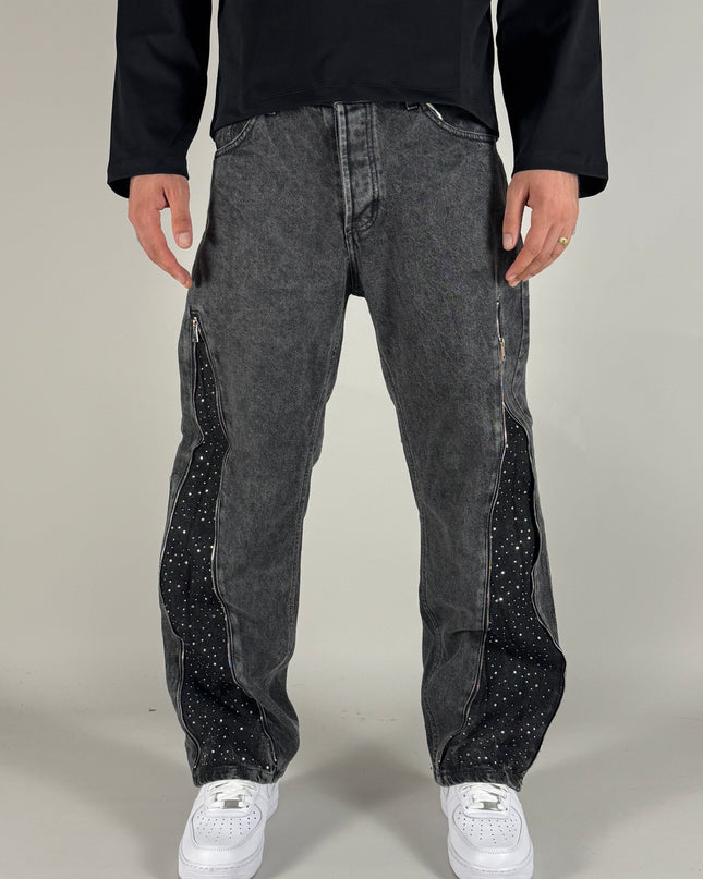 Jeans Zip Diamonds – streetwear uomo | Street Vibes (foto 2)