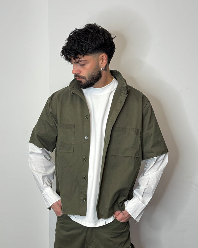 Completo Camicia Zip Verde